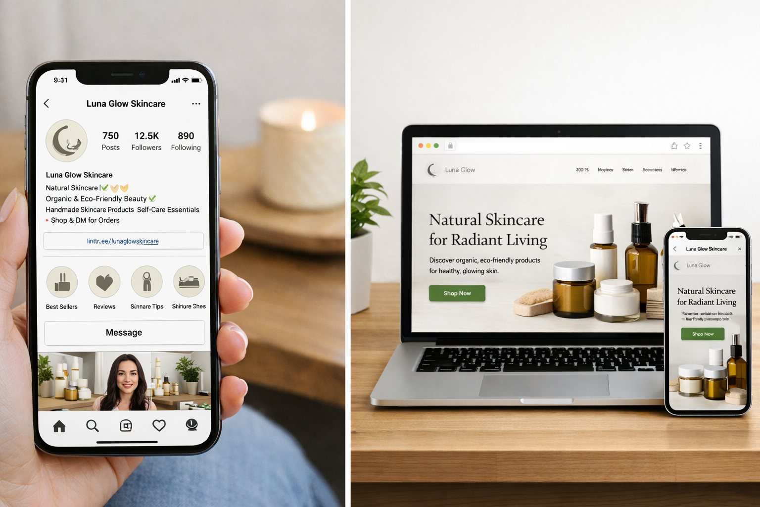 Website and social media showcase